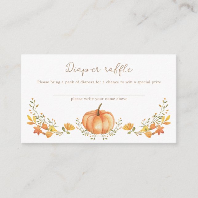 Boho Pumpkin Fall Baby Shower Diaper Raffle Enclosure Card (Front)