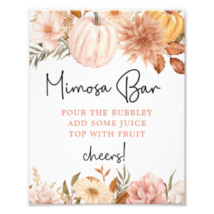 Boho Pumpkin Fall Baby Shower Mimosa Bar Poster
