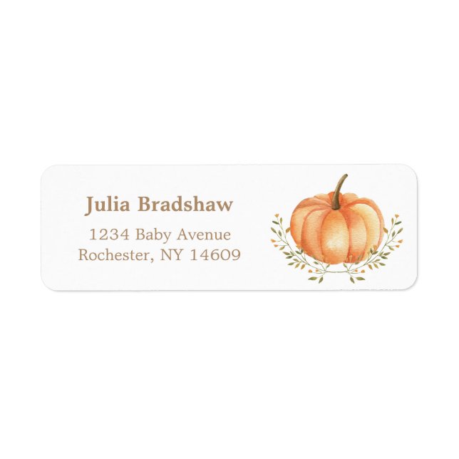 Boho Pumpkin Fall Baby Shower Return Address (Front)