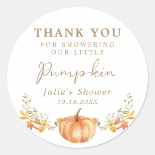 Boho Pumpkin Fall Foliage Thank You Favour Classic Round Sticker