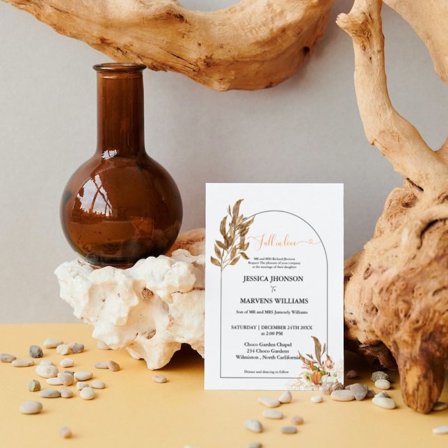  Boho Pumpkin fall in love autumn wedding Invitation (Creator Uploaded)