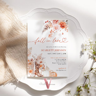 BOHO Pumpkin Fall in Love Bridal Shower Invitation
