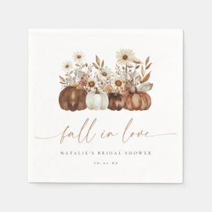 Boho Pumpkin Fall in Love Bridal Shower Napkin