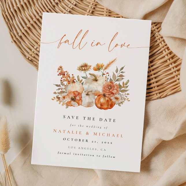 Boho Pumpkin Fall in Love Wedding Save The Date (Creator Uploaded)