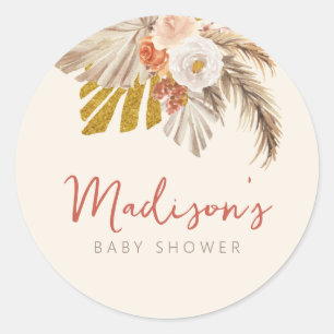 Boho Pumpkin Fall in Love with Baby Shower  Classic Round Sticker