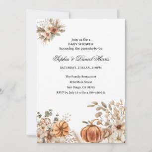 Boho Pumpkin Fall Rustic Chic Baby Shower Invitati Invitation