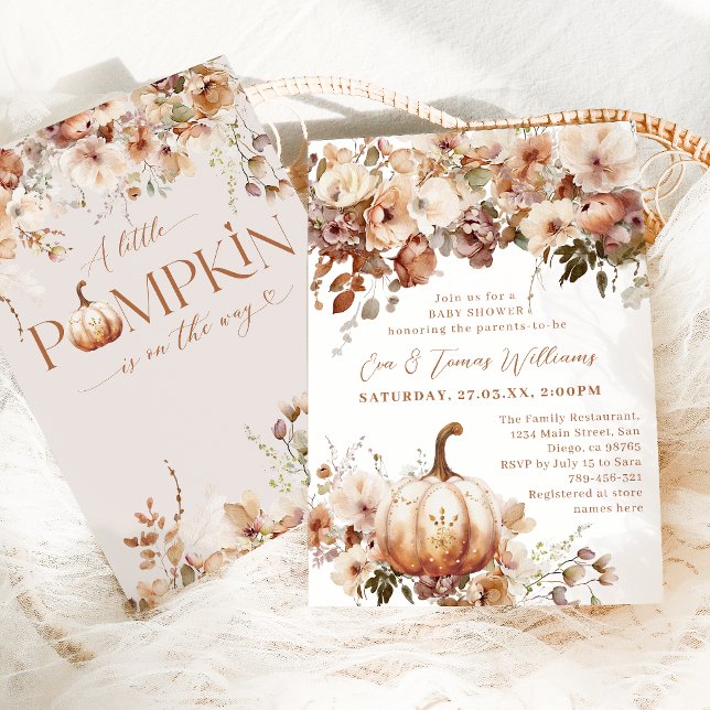 Boho Pumpkin Fall Rustic Chic Baby Shower Invitation (Creator Uploaded)