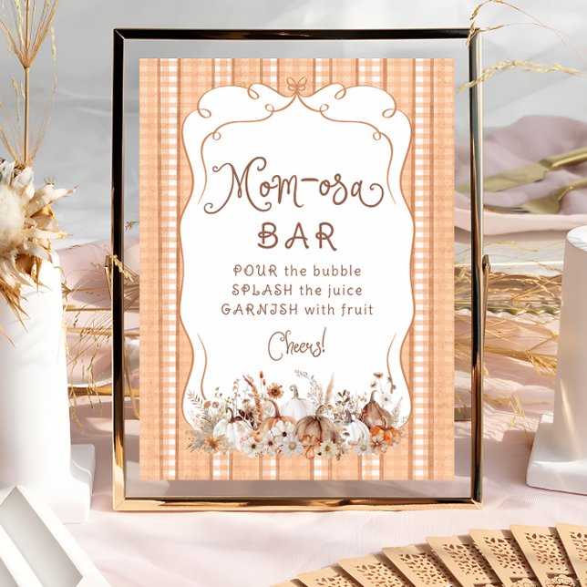 Boho Pumpkin Floral Baby Shower Mum-osa Bar Poster (Creator Uploaded)