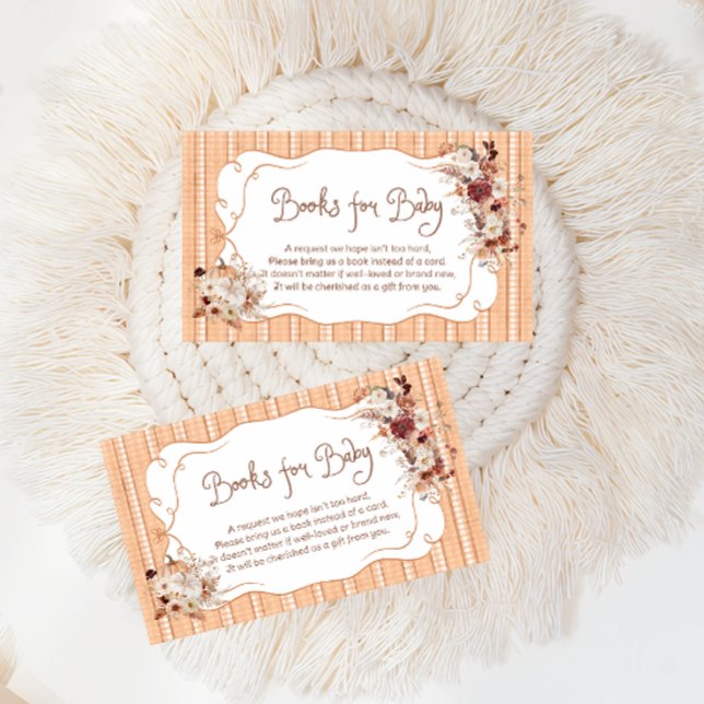 Boho Pumpkin Floral Books for Baby Ticket Enclosur Enclosure Card (Creator Uploaded)