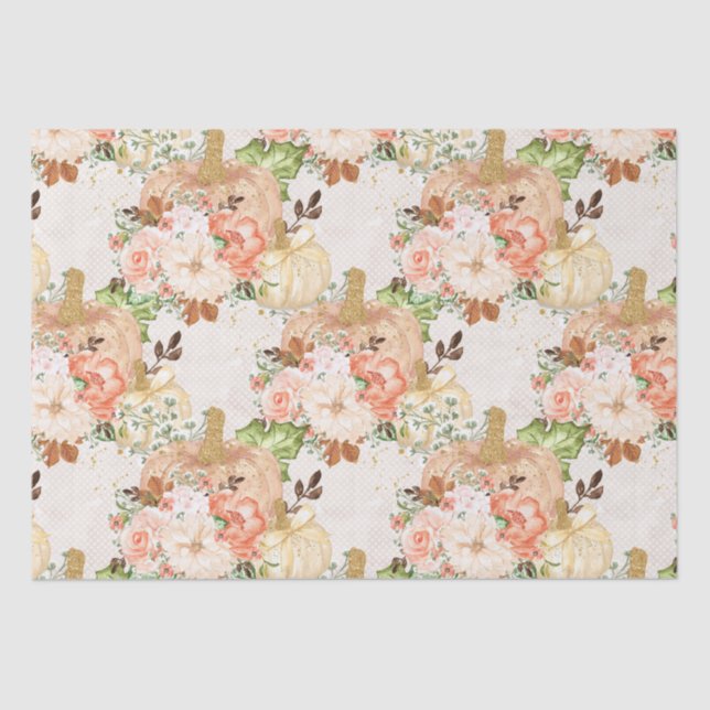 Boho pumpkin flowers polka dots tissue paper (Front)