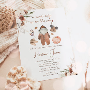 Boho Pumpkin Gender Neutral Autumn Baby Shower Invitation