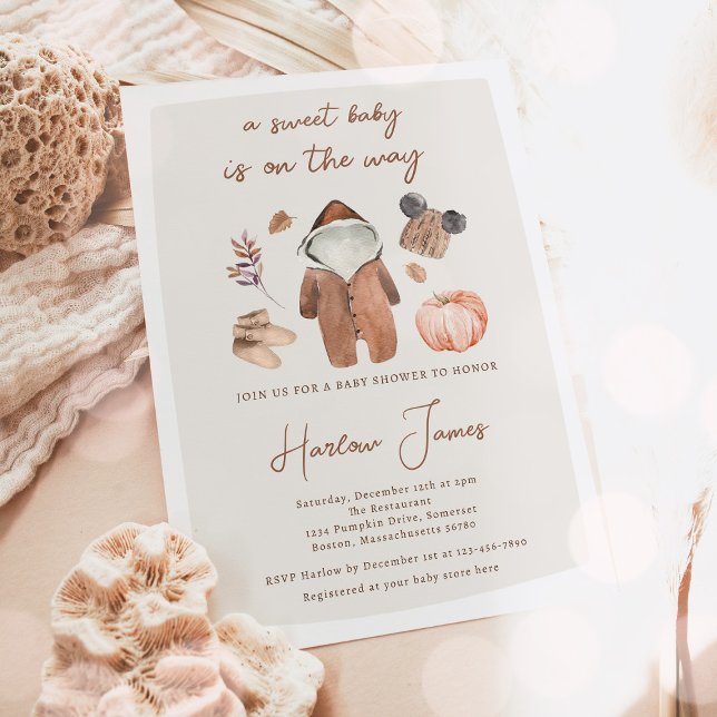 Boho Pumpkin Gender Neutral Autumn Baby Shower Invitation (Creator Uploaded)