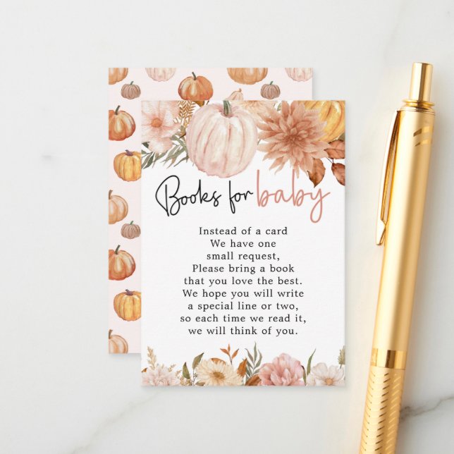 Boho Pumpkin Girl Books For Baby Enclosure Card (Front/Back In Situ)