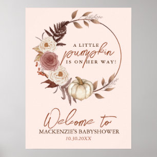Boho Pumpkin Girl Fall Baby Shower Welcome Sign