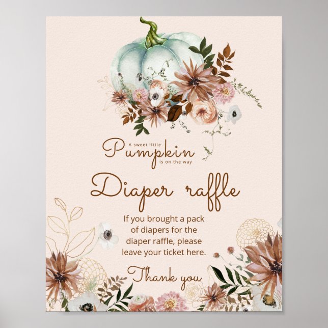 Boho pumpkin is on the way Diaper raffle Poster (Front)
