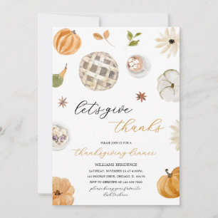 Boho Pumpkin Let's Give Thanks Invitation