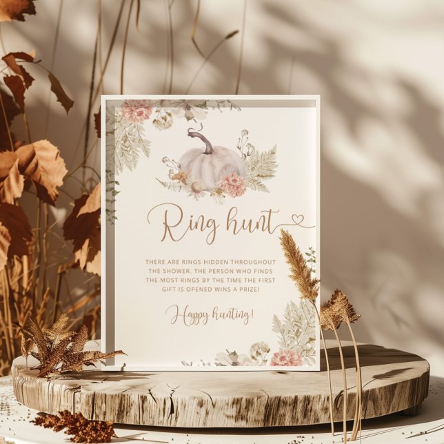 Boho pumpkin ring hunt bridal shower game poster (Creator Uploaded)