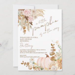 Boho pumpkin theme baby shower collection invitation