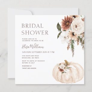 Boho Pumpkin Wildflowers Bridal Shower invitation 