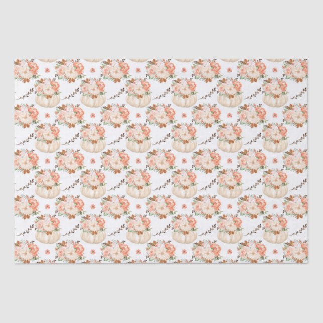 Boho pumpkins and floral pattern tissue paper (Front)