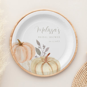 Boho Pumpkins Fall Foliage Bridal Shower  Paper Plate