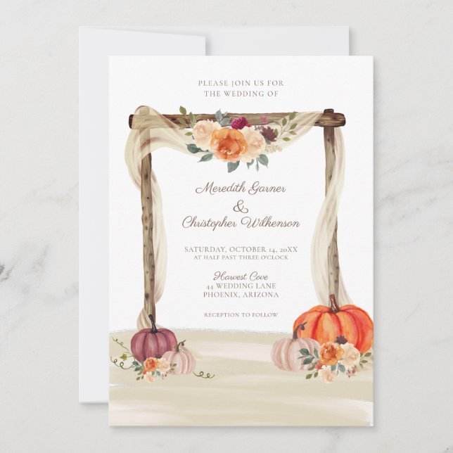 Boho Pumpkins Fall Wedding Invitation (Front)