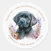 Boho Puppy Dog Terracotta Baby Shower Thank You Classic Round Sticker (Front)