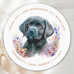 Boho Puppy Dog Terracotta Baby Shower Thank You Classic Round Sticker