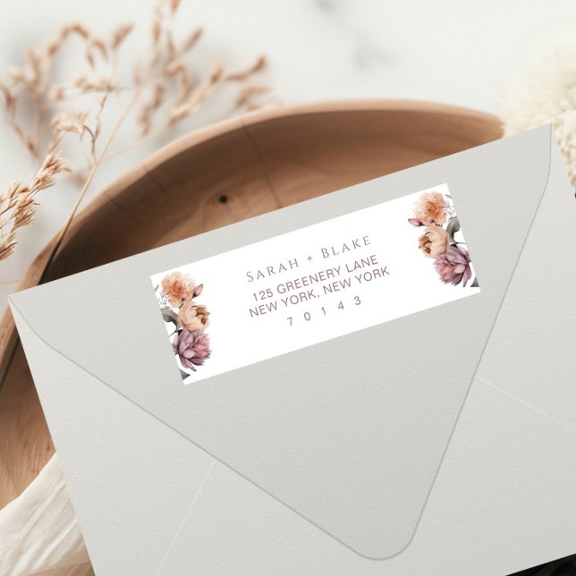 Boho Purple and Peach Garden Return Address Label (Creator Uploaded)