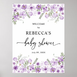 Boho Purple Baby Shower Welcome Sign Poster