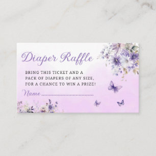 Boho Purple Butterfly Baby Shower Diaper Raffle  Enclosure Card