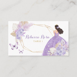 Boho Purple Butterfly Princesa Quinceañera Place Card