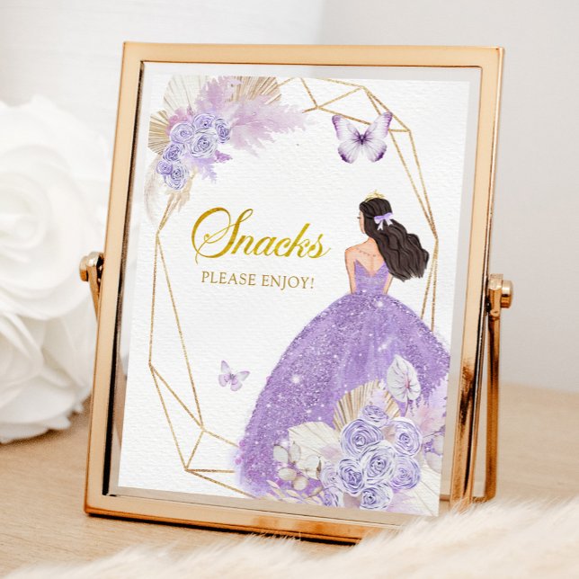 Boho Purple Butterfly Princesa Quinceañera Snacks Poster (Creator Uploaded)