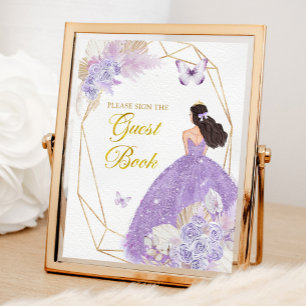 Boho Purple Butterfly Quinceañera Guest Book