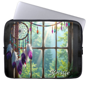 Boho Purple Dreamcatcher in Window Personalized Laptop Sleeve