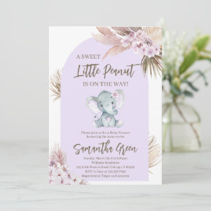 Boho Purple Elephant Baby Shower Invitation