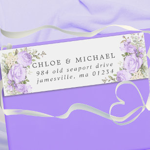 Boho Purple Floral Rustic Wedding Return Address