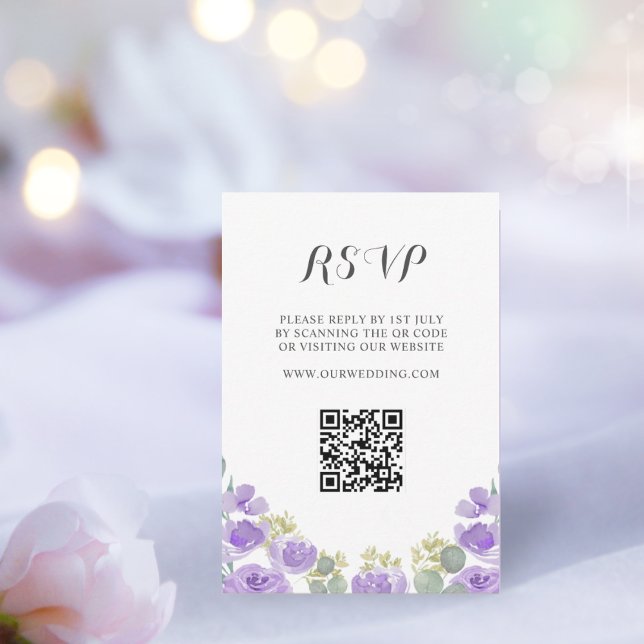 Boho Purple Floral Watercolor Wedding RSVP (Creator Uploaded)