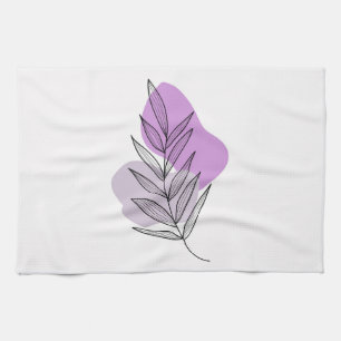 Boho purple flower tea towel