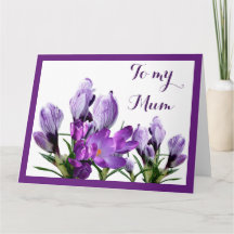 Boho purple flowers trendy card for Mother Mum 