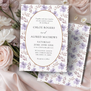 Boho Purple& Gold Floral Pattern Wedding Invitation