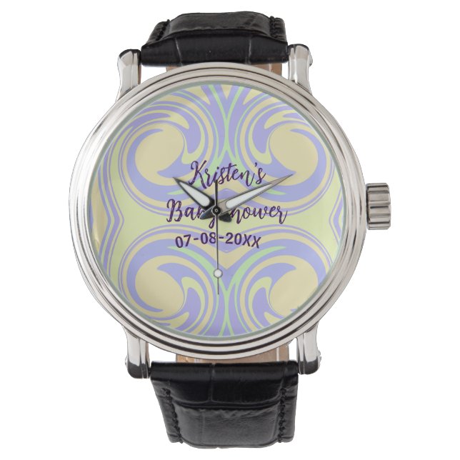 Boho purple green baby shower marble rustic modern watch (Front)