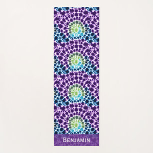 Boho Purple Green Turquoise Tie-Dye Pattern Yoga Mat
