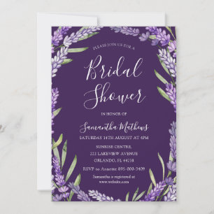 Boho Purple Lavender Watercolor Bridal Shower Invitation