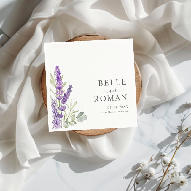 Boho Purple Lavender Watercolor Wedding  Napkin (Creator Uploaded)