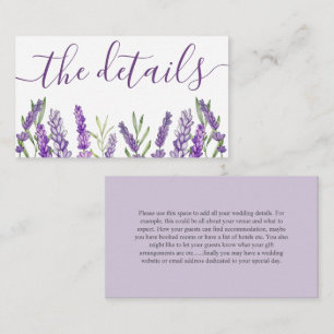 Boho Purple Lavender Wedding Details Enclosure C Card