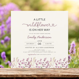 Boho Purple Lilac A Little Wildflower Baby Shower Invitation