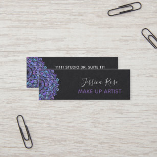 Boho Purple Mandala Make Up Artist Mini Business Card
