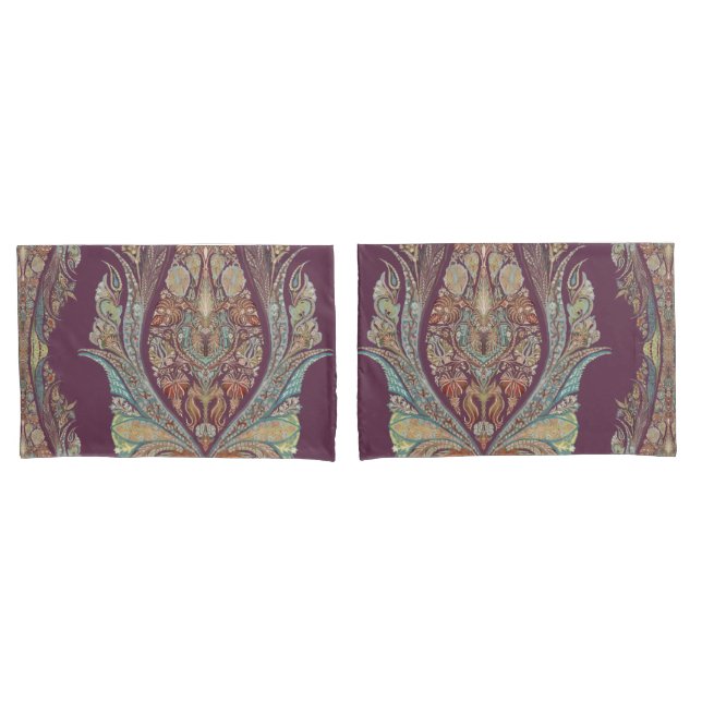 BOHO Purple Paisley Tribal India Bohemian Pattern Pillowcase (Front-Set)