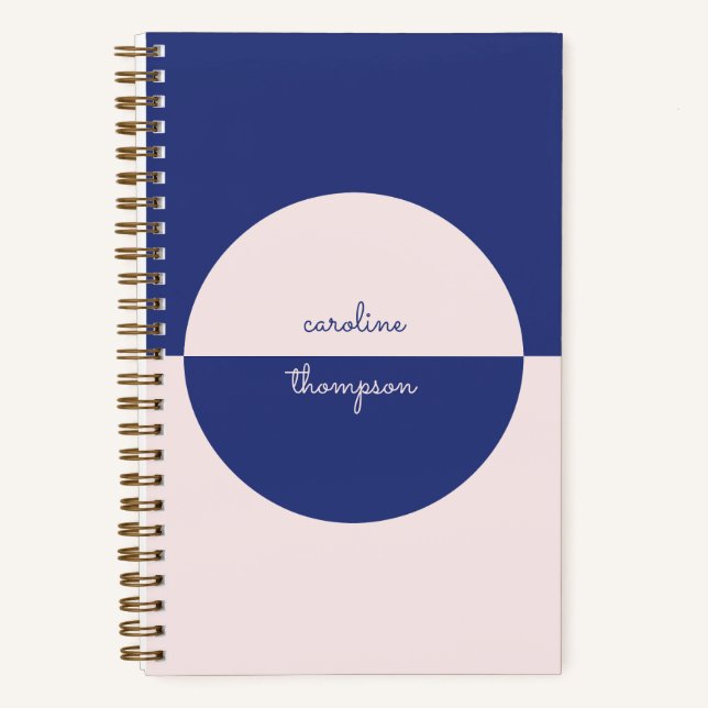 Boho Purple Pink Shape & Script Name Notebook (Front)